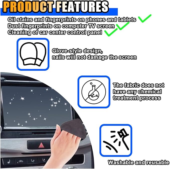 Square Car Touch Screen Cleaner Cloth, Microfiber Cleaning Pad Car Cleaning - Image 6