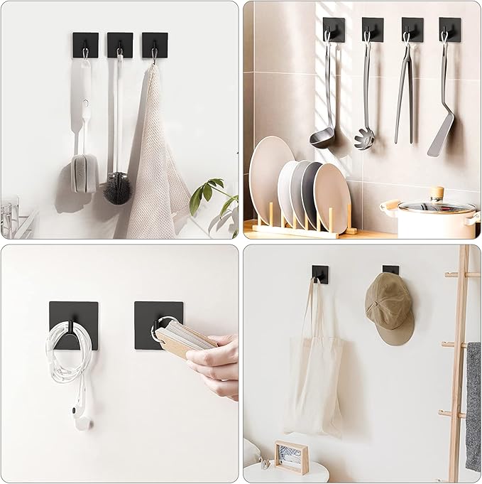 VIS'V Adhesive Towel Hooks, Waterproof Shower Wall Stick on Hooks, 2 Extra - Image 2