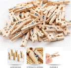 Mini Clothes Pins for Photo, Small Clothespins 200 pcs 1" Natural Wooden - Image 2