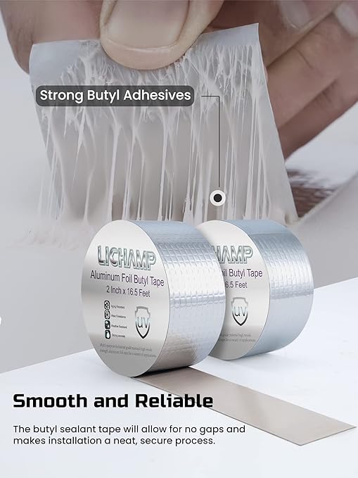 Lichamp Aluminum Butyl Tape, Waterproof Butyl Aluminum Foil Tape 2 inches x - Image 2