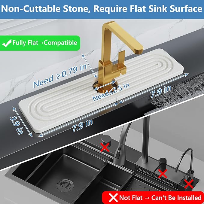 Stone Quick Dry Faucet Mat for Kitchen Sink Stone Faucet Mat for Kitchen Sink - Image 2