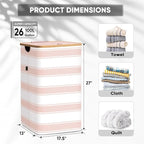 BALEINE Laundry Hamper with Lid, Tall Laundry Baskets with Bamboo Pull Handles - Image 4