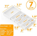 SpaceAid 7-Piece Bamboo Drawer Organizer Storage Boxes Set, Wood Tray Junk - Image 3