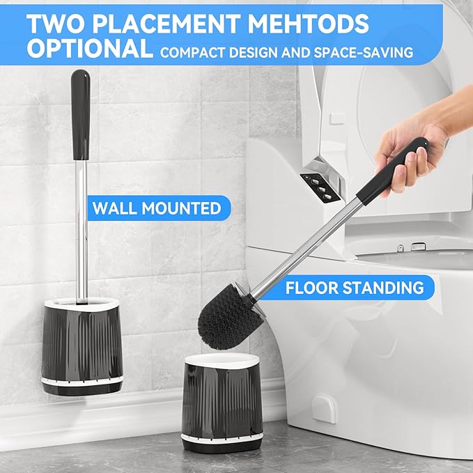 TRENTI Toilet Brush and Holder Set, Ventilated Holder, Compact Toilet Brush Set - Image 5