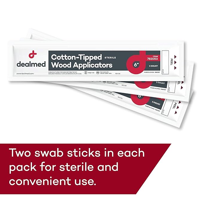 Dealmed 6" Cotton-Tipped Wood Applicators – 200 Sterile Cotton-Tipped - Image 4