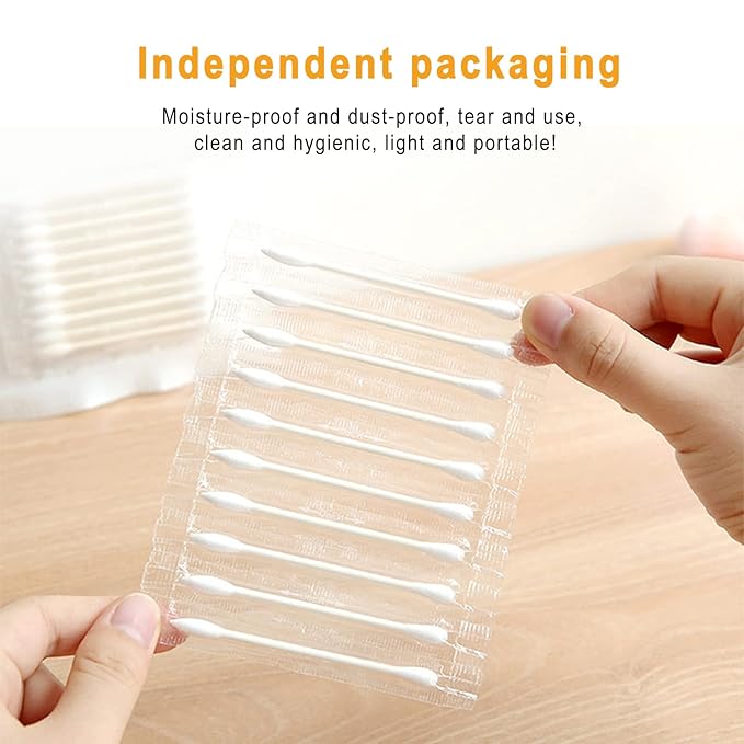 Cotton Swabs, Individually Wrapped Cotton Buds, Beauty Care, Make-up（Round and - Image 2