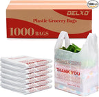 Delxo Grocery Bags Thank You Plastic T-Shirt Bag, To Go, Convenience Stores by Delxo
