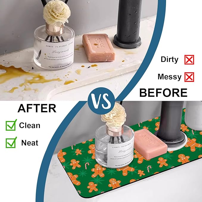 Christmas Gingerbread Man Sink Splash Guard Gingerbread Man Faucet Absorbing - Image 6