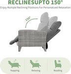 IDEALHOUSE Wicker Outdoor Recliner Reclining Patio Chairs with Adjustable Back & Footrest 150° Lay-Flat Reclining with Air Pump Rattan Flip-Up Side Table Outdoor Lounge Chairs for Pool Deck Balcony - Image 5