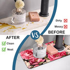 Garden Flowers Sink Splash Guard Faucet Mat Watercolor Peonies Super Absorbent - Image 6