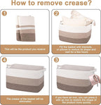 OIAHOMY Extra Large Blanket Basket, 95L Cotton Rope Woven Laundry Basket - Image 7