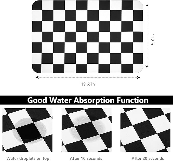 Coffee Mat Checkered Dish Drying Pad - Image 2