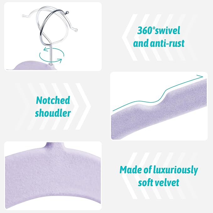 Velvet Hangers 50 Pack – Slim Non-Slip Flocked Hangers - Image 2