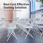 4 PACK White Foldable Plastic Chair | Folding & Stackable | 350 lbs Capacity Steel Frame Seats for Indoor Outdoor | Commercial Use Events Wedding Party Events Bulk Picnic Kitchen Dining - Image 5