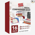 16 Pack Compression Bags for Travel | Vacuum Seal Storage Bags for Luggage & by MEIQIHOME