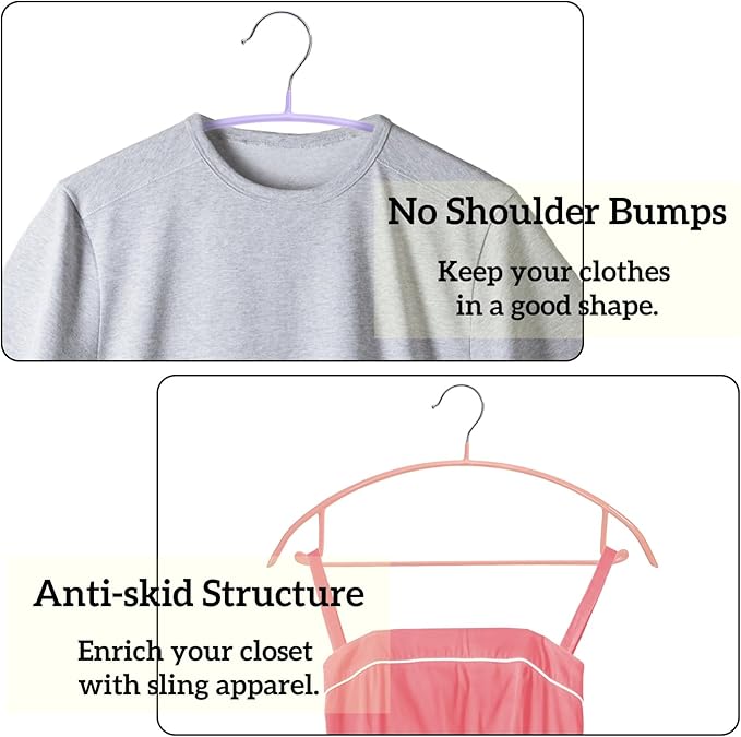 14 Pack Clothes Hanger, 16.5'' Non Slip PVC Coating Metal Sweater Hangers - Image 3