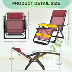 Suteck Oversized Zero Gravity Chair,33In XXL Outdoor Recliner Chair w/Removable Cushion&Headrest, Camping Lounge Chair w/Upgraded Lock&Footrest, Reclining Patio Chairs for Indoor Outdoor,500LBS - Image 2