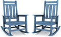 KINGYES Oversized Outdoor Rocking Chair Set of 2, All-Weather Patio Rocking Chairs for Porch, HDPE Outdoor Patio Rockers with High Back & Wide Seat for Garden, Lawn, Blue by KINGYES