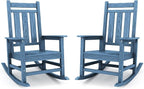 KINGYES Oversized Outdoor Rocking Chair Set of 2, All-Weather Patio Rocking Chairs for Porch, HDPE Outdoor Patio Rockers with High Back & Wide Seat for Garden, Lawn, Blue by KINGYES