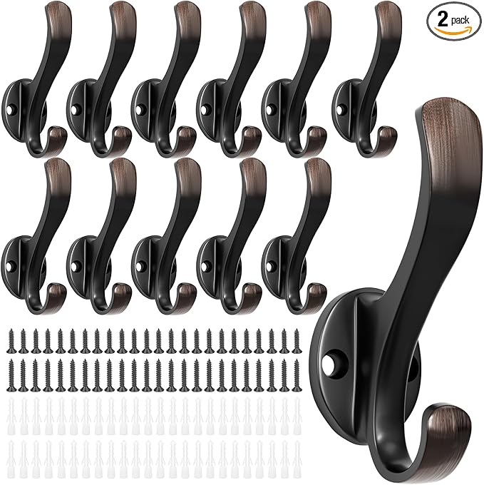 Heavy Duty Wall Hooks, Metal Mounting Hardware, Double Prong Design, Decorative by Unknown
