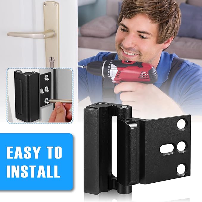 2Pack Home Security Door Reinforcement Lock, Childproof Safety Door Lock Latch - Image 8