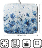 Giwawa Blue Floral Dish Drying Mat - Image 2