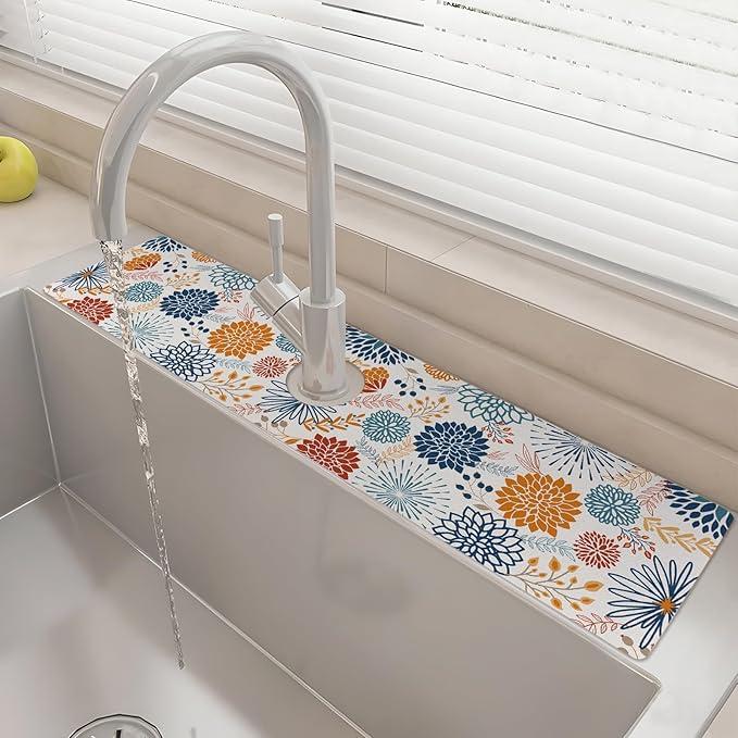 24" X 5.5" Kitchen Sink Splash Guard Faucet Mat Mandala Super Absorbent Fast by Unknown
