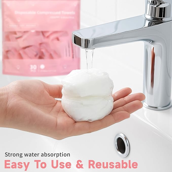 Disposable Compressed Face Towels, Ultra Soft Large Size Compressed Towel - Image 3
