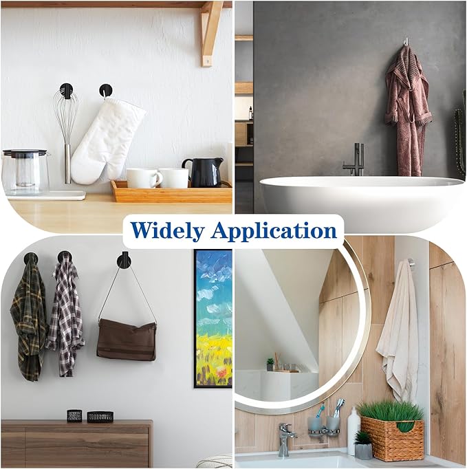 4 Pack Adhesive Hooks, Heavy Duty Adhesive Wall Hooks, Waterproof Stainless - Image 5