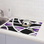 Purple Black White Geometric Abstract Dish Drying Mat - Image 3
