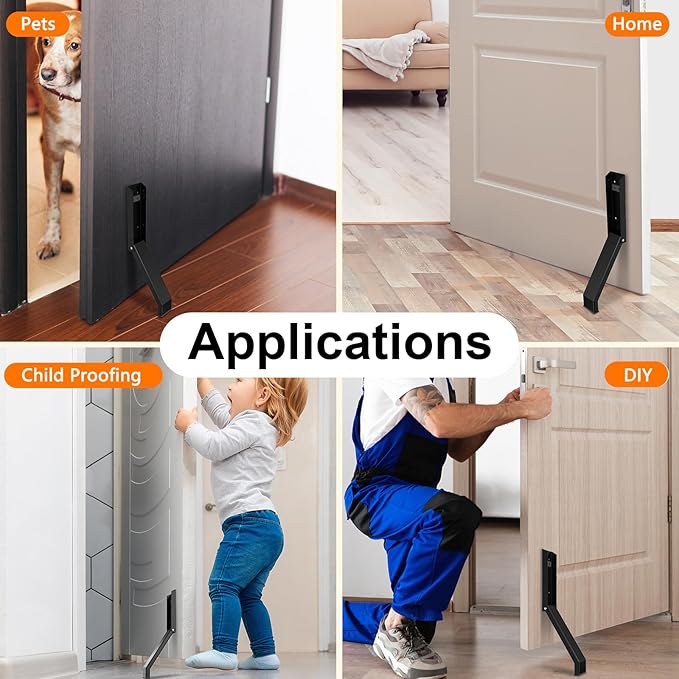 Door Stop, No Drilling Door Stoppers to Keep Door Open, Easy Pedal Kick Down - Image 3