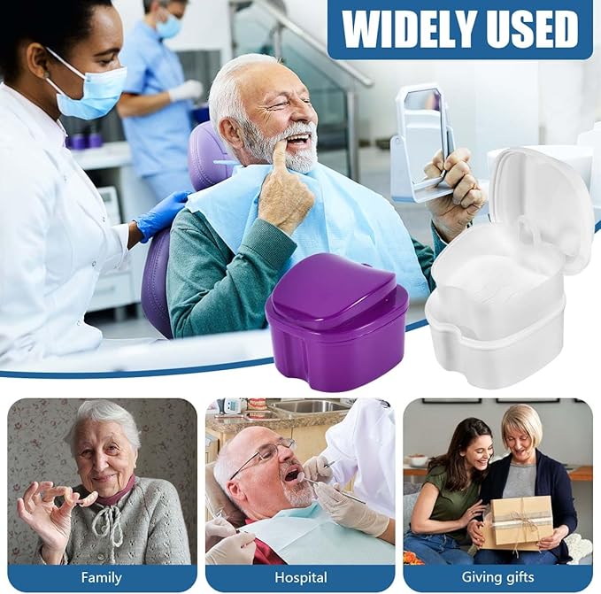 2 Pack Denture Bath Case Cup Box Holder Storage Container - Image 5