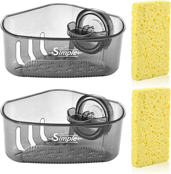 2 PACK Suction Cup Sink Corner Rack, Corner Sinks Strainer Basket Sponge Holder by Unknown
