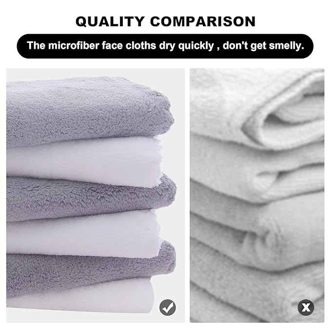 MOONQUEEN Microfiber Facial Cloths Fast Drying Washcloth 24 Pack - Image 3