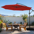 wikiwiki 10ft Patio Umbrella with Base Included, Outdoor Offset Cantilever Umbrella with Sandbag Base for Backyard, Garden and Pool, Easy to Tilt and Crank, Red by WikiwikiPatioUmbrellas