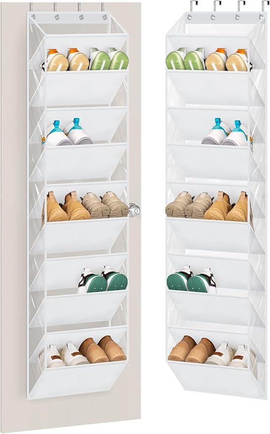 AOODA 10 Tier Clear Over the Door Shoe Organizer Storage, Deep Pockets Large by AOODA