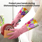 KAQ 3 Pairs Dishwashing Cleaning Gloves, Reusable Long Rubber Gloves - Image 4