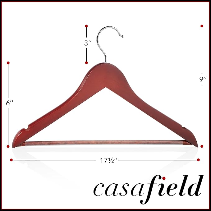 Casafield - 20 Cherry Wooden Suit Hangers - Premium Lotus Wood - Image 5