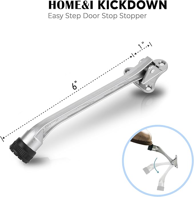 HOME&I Kickdown Door Stopper, 6-Inch Door Holder Kick Door Kickstand Rubber Foot - Image 7