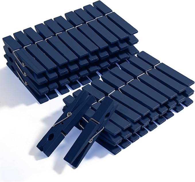 Mr. Pen- Wooden Clothes Pins, Natural Wood, 50 Pack, 2.9 Inch, Dark Blue by MrPen