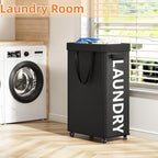 Laundry Basket with Wheels, 90L Rolling Laundry Hamper with Wheels, Large - Image 3