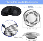 Kitchen Sink Drain Strainer, 4 Pack Stainless Steel and Black Mesh Sink Strainer - Image 2