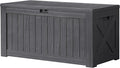 Devoko 120 Gallon Deck Box Resin Outdoor Storage Box Waterproof for Patio, Large Outdoor Storage Bench Lockable for Outside (Grey) by DEVOKO