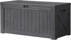 Devoko 120 Gallon Deck Box Resin Outdoor Storage Box Waterproof for Patio, Large Outdoor Storage Bench Lockable for Outside (Grey) by DEVOKO