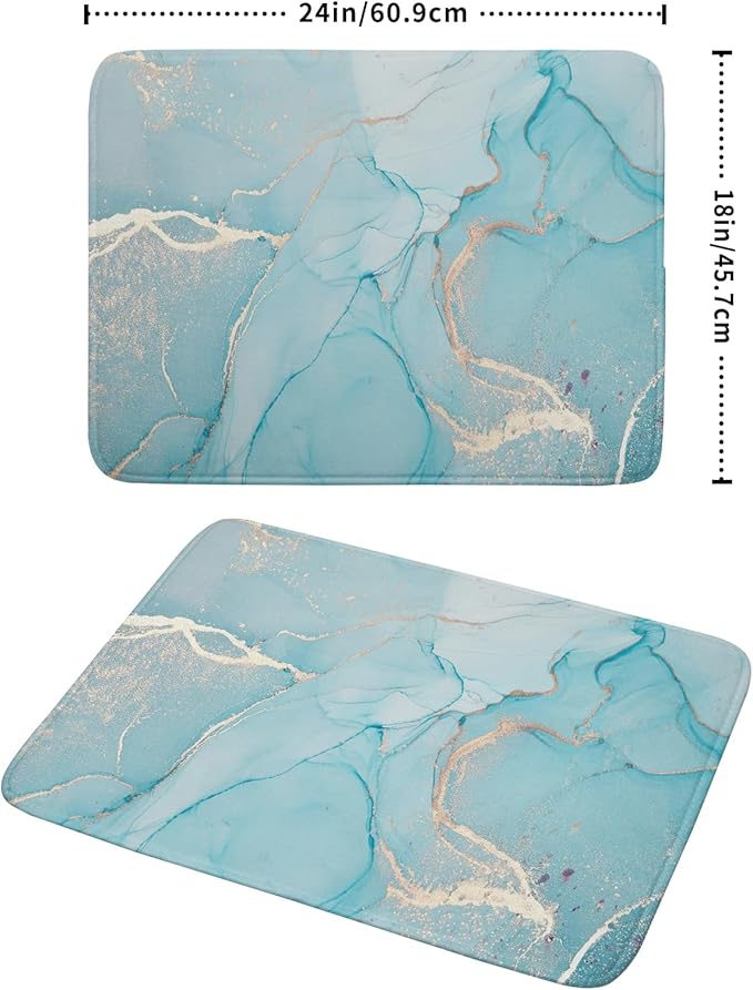 Teal Blue Marble Dish Drying Mat - Image 2