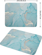 Teal Blue Marble Dish Drying Mat - Image 2