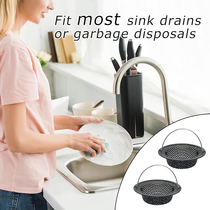 2 Pcs Black Kitchen Sink Drain Strainer - Image 6