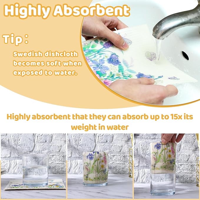 6 Pack Wildflower Swedish Dishcloths - Image 3
