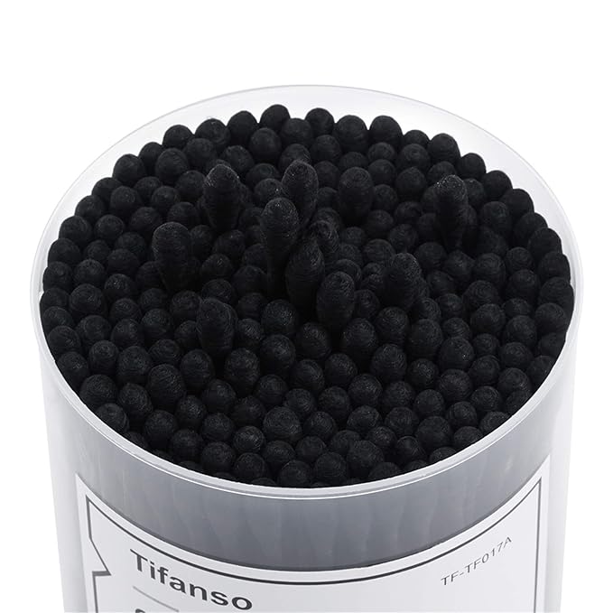 tifanso 200 Count Black Cotton Swabs, Natural Black Double Tipped Cotton Buds - Image 4