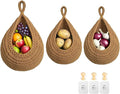 Hanging Fruit Baskets for Kitchen, 3 Pack Boho Cotton Rope Handwoven Vegetable by Unknown